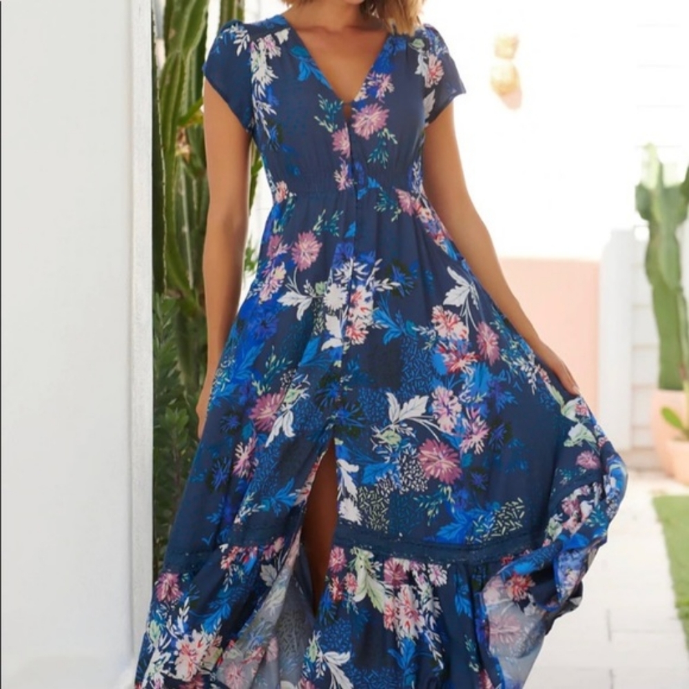 Jaase Carmen Blue Noise Maxi Dress